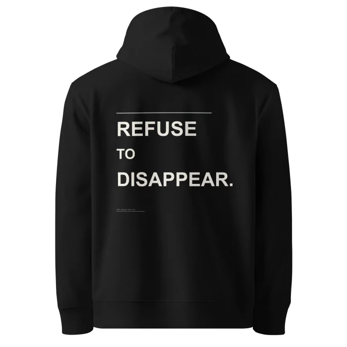 Streetwear-Hoodie, Bio-Baumwolle, Schwarz -Refuse To Dissappear.