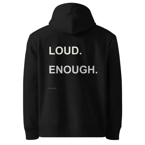Streetwear-Hoodie, Bio-Baumwolle, Schwarz - LOUD. ENOUGH.