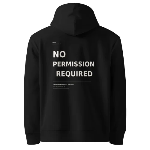 Streetwear Hoodie, Bio-Baumwolle, Schwarz - No Permission Required