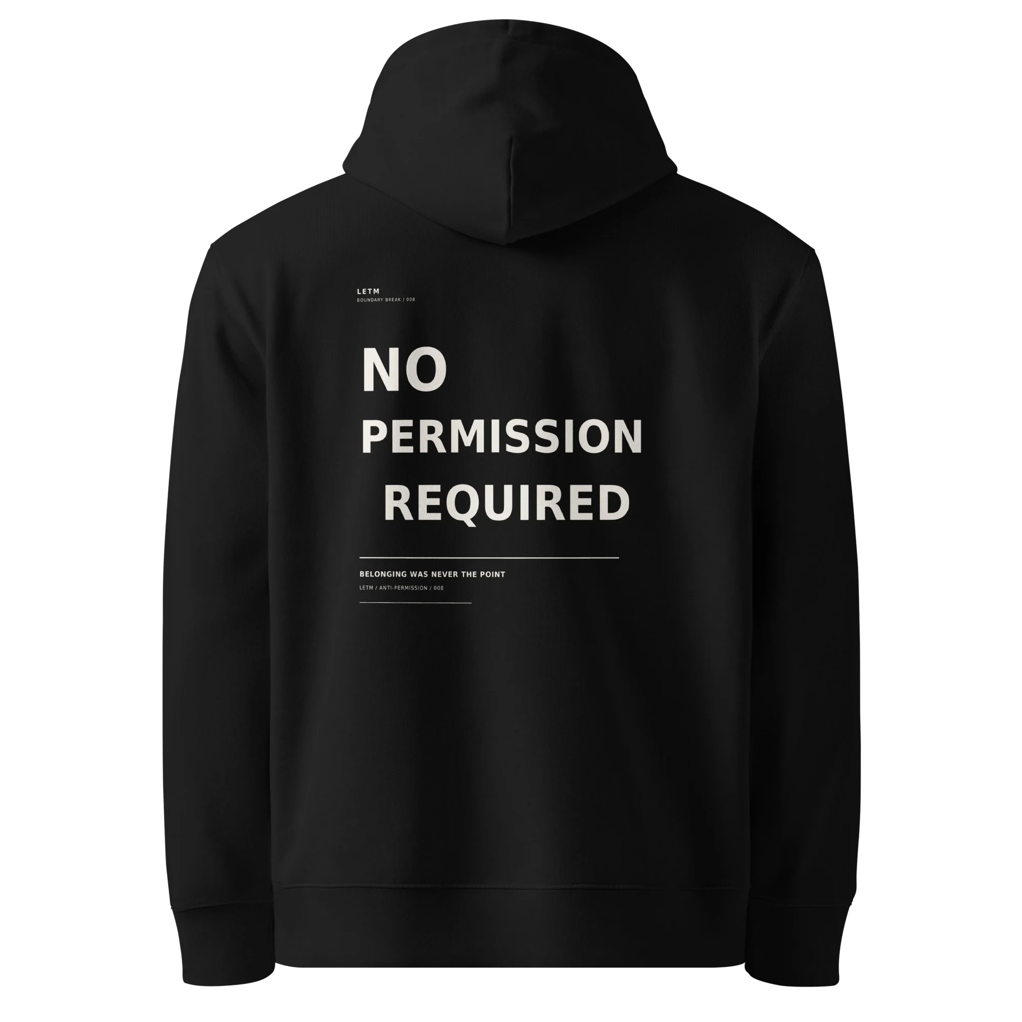 Streetwear Hoodie, Bio-Baumwolle, Schwarz - No Permission Required