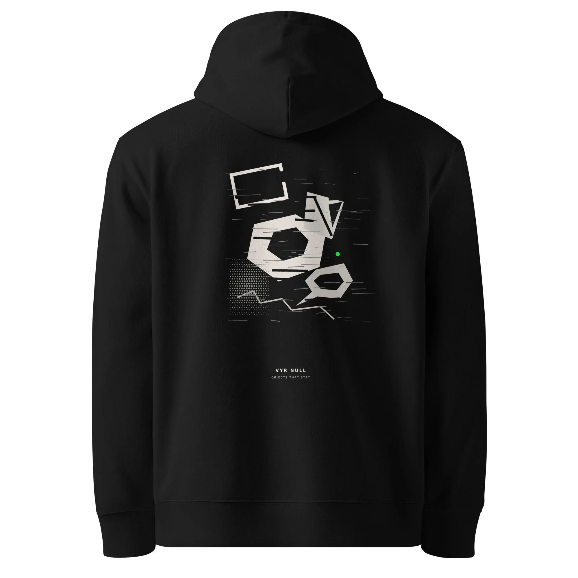 Objects That Stray -Streetwear Hoodie mit Kunstmotiv aus Bio-Baumwolle – LETM × VYR NULL Artist Collabs - Rücken