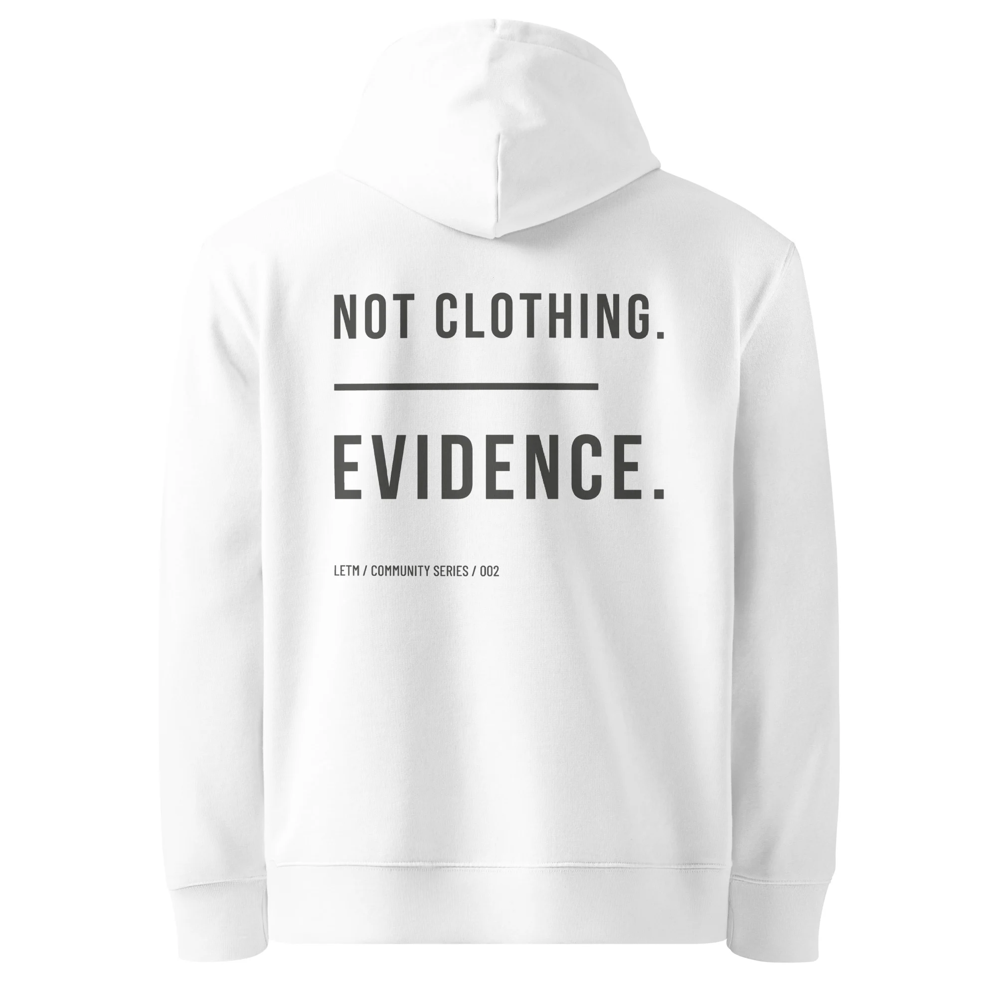 Streetwear Hoodie, Bio-Baumwolle, Weiß - No Clothing. Evidence.