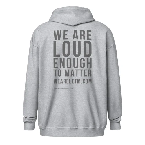 Streetwear Zip-Hoodie, Hellgrau - We Are Loud Enough To Matter